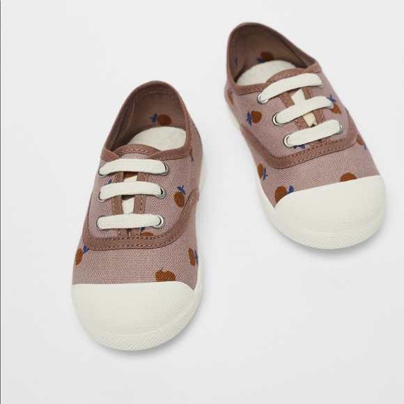 NWT Zara Size 3 infant floral sneakers with lace and toecap - Picture 4 of 5